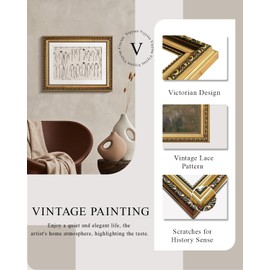 VIYYIEA Gold Framed Wall Art Canvas Print Home Decor Abstract Wall Art Room Decor Minimalist Portrait Artwork Wall Decorations Vintage Bathroom Decor Line-Drawn Wall Pictures Office Decor 11x14in