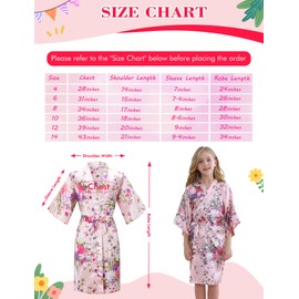 MORFORU 10pcs Girls Kids Silky Satin Daffodils Kimono Robe Sleepwear for Wedding Spa Birthday Party(pink-12-10pcs)