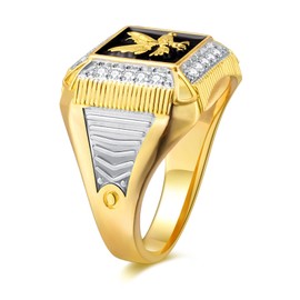 DOHAOOE Men's 14K Gold Eagle Band Ring Cubic Zirconia American Eagle Ring (gold, 10)