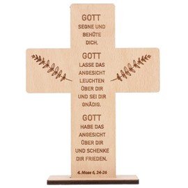 Spruchreif Wooden Cross with Engraving, Wooden Stand Cross, Gifts Made of Wood, Christian Gift, Confirmation, Communion, Christening, Confirmation