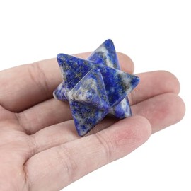 Hslutiee Gemstone Merkaba Crystal 1" Natural Sacred Star Healing Pocket Stone Point Geometry Energy Generator, Lapis Lazuli