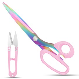 Vutyvve Fabric Scissors, Stainless Steel Titanium Plated Sewing Scissors, Heavy Duty Tailor's Scissors for Cutting Fabric, Clothing, Textiles, Sky Blue 9.2 Inch Scissors, Thread Scissors, Set of 2