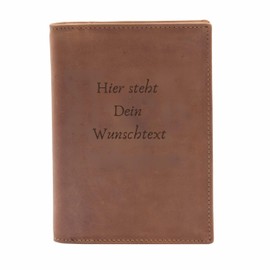 FFelsenfest Ausweistasche personalisiert I Echt Leder Braun I Vintage Dokumentenmappe Hochformat I 6 Klarsichtfächer I handgefertigt