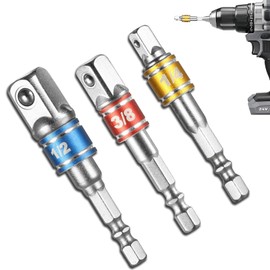 WYRGQIQN Hexagonal Adaptor to 1/4 Inch, 1/2 Inch, 3/8 Inch, Pack of 3 Hexagonal Socket Adapter, Socket Spanner, Nut Set, Connection Head Extension for Cordless Screwdrivers