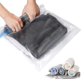 Doble G Brands 12 bolsas de almacenamiento al vacio. Bolsas enrollables para ahorrar espacio para equipaje, bolsas de vacío almacenaje al vacío para guardar ropa contiene 5 bolsas grandes, 5 medianas, 2 pequeñas. Compression Bags Vacuum.