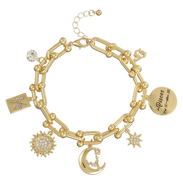 Madison Tyler Real Gold Plated U Link Aquarius Zodiac Bracelets
