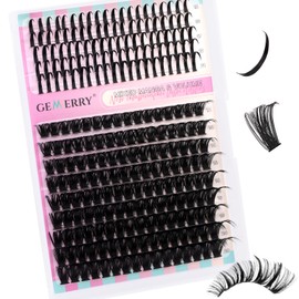 GEMERRY Eyelash Extensions Spikes DIY Cluster Eyelashes D Curl Individual Eyelash Extensions 80D Individual Eyelash Extension Volume Eyelashes at Home (Manga-80D)