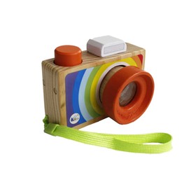GoodPlay Cartoon Mini Wooden Camera Toy with Multi-Prism Kaleidoscope Pictures Lens Portable Camera for Children Toddlers (Carrying in The Hand)