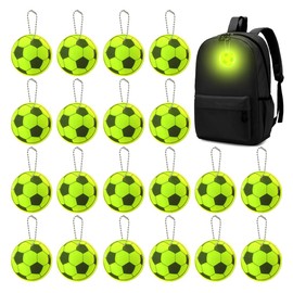 Capaneus Children's Reflectors, Pack of 20 Football Reflector Pendants, Light Pendants, School Bag, Football Keyring, Safety Reflector Pendant for School Bag, Clothing, Backpack, Cycling