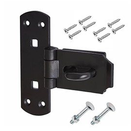 TERFÂ® Heavy Duty Vertical Hasp and Staple Set Black 150mm (6 inch) Locking Bar Security Door Latch with Fixing Screw For Outdoor Cabinet Cage Shed Commercial Gate and Multi Use - 150mm