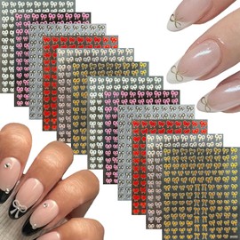 12 Sheets Bow Nail Stickers 3D Self Adhesive Black White Pink Bow Nail Decals for Nail Art Red Silver Gold Cute Bow Nail Art Stickers Bow Nail Art Supplies DIY Manicure Decorations for Women Girls