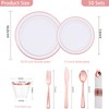 WELLIFE 350Pcs Rose Gold Plastic Plates for 50 Guests -
