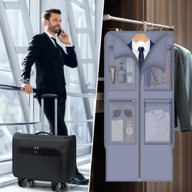 Tonyeee Softside Rolling Garment Bag, Large Duffle Garment Bag with Wheels, 3 in 1 Detachable Suit Luggage for Women Men, Business Travel Weekender, Black