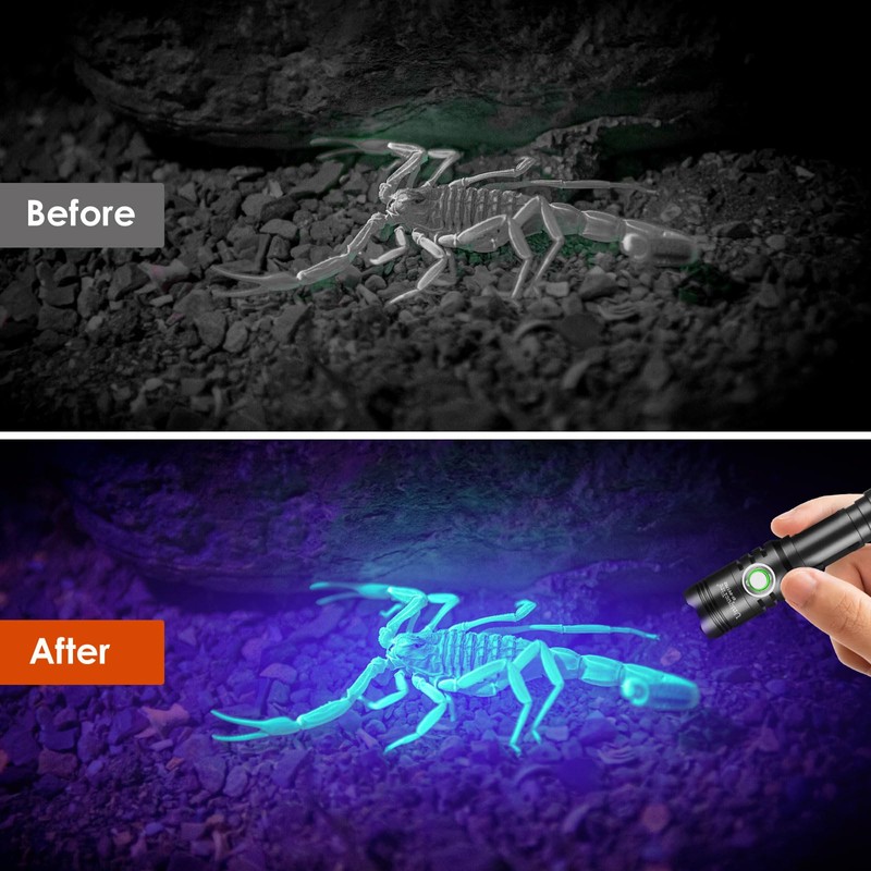 UniqueFire 1702 365nm UV Black Light Flashlight, High Power USB-C