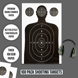 100 Pack Paper Shooting Target for Gun Range, Target Practice (Industry Standard Size 17 X 25 inch) Silhouette Paper for Handgun, Rifle, Pistol, Airgun, BB Gun, Pellet Gun, Crossbow, Arrow