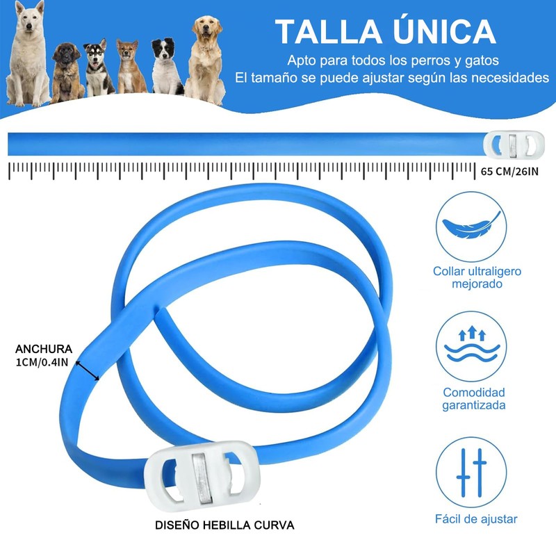 RYEWGRV 4 Pieza Collar con Hebilla, 65CM/26.6in (Azul)