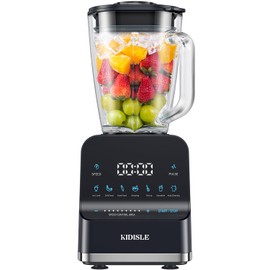KIDISLE 1200W Professional Smoothie Blender for Shakes, 52oz Glass Jar, Ice Crush, Puree, 9-Speed Touchscreen with Pulse & 7 Functions, Black