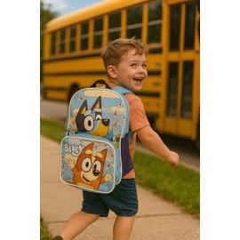 Fast Forward Bluey Boys’ 16" Backpack with Insulated Lunch Bag – Durable Polyester – Mesh Side Pocket – School Travel Set
