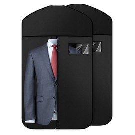 Vodiver - Bolsa de tela Oxford de alta calidad para colgar ropa, bolsa de viaje con ventana transparente para trajes, abrigos, camisetas, chaquetas (Negro, 40"-2 paquetes)