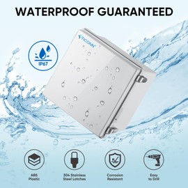 TICONN Waterproof Electrical Junction Box IP67 ABS Plastic Enclosure with Hinged Cover with Mounting Plate, Wall Brackets, Cable Glands (Off-white, 11.8"x11.8"x7.1")