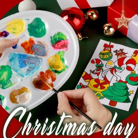 FANDAMEI Oval Paint Palette Tray, Plastic Paint Tray Palette, Painting Palette, Paint Tray Palettes Paint Pallets with Thumb Hole for Adults & Kids, for Painting or DIY Craft Class, White, 2 PCS