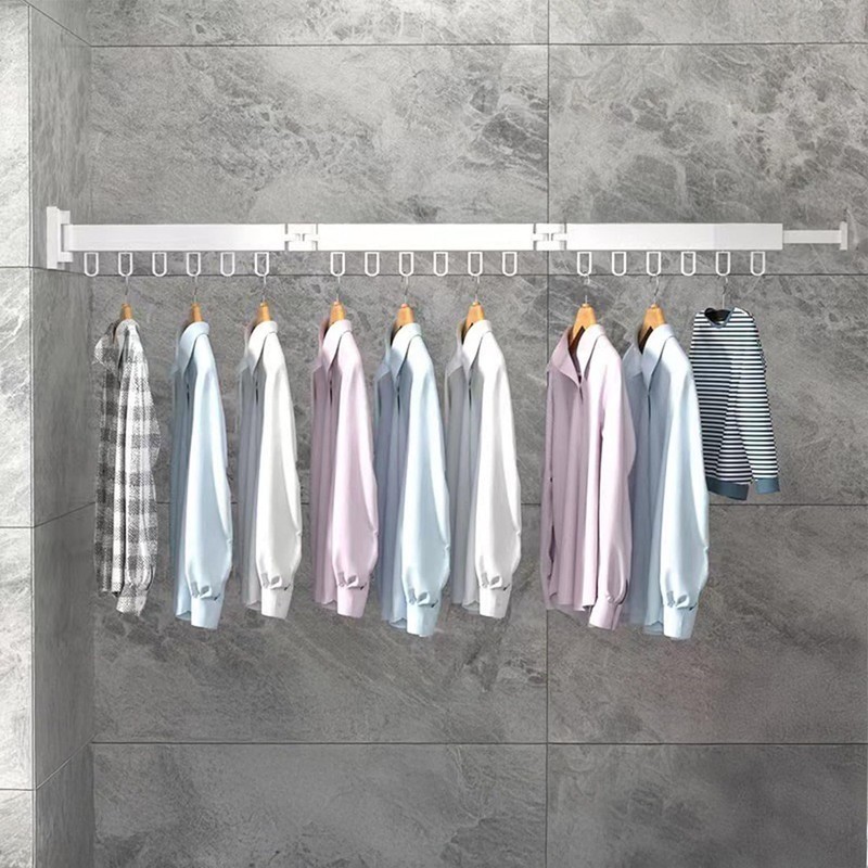 Wall Mounted Clothes Drying Rack Space Saving Laundry Rack Folding