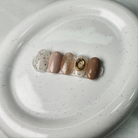 Beige Terrazzo Chunk Nails - None / 베이지 테라조 덩어리 네일 - 없음