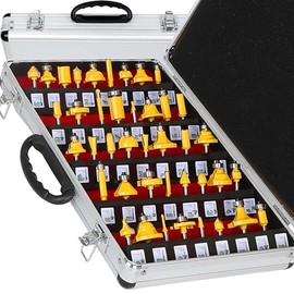 LEATBUY Router Bit Set 1/4-Inch Shank 41 PCS, Round Over Raised Panel Cabinet Door Ogee Rail Stile Router Bits, Woodworking Wood Cutter, Wood Carbide Groove Tongue Milling Tool (YT01)