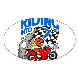 CafePress Motorcyclist Riding Into 7 Boy Motorcycle Sticker Oval Car Bumper Sticker