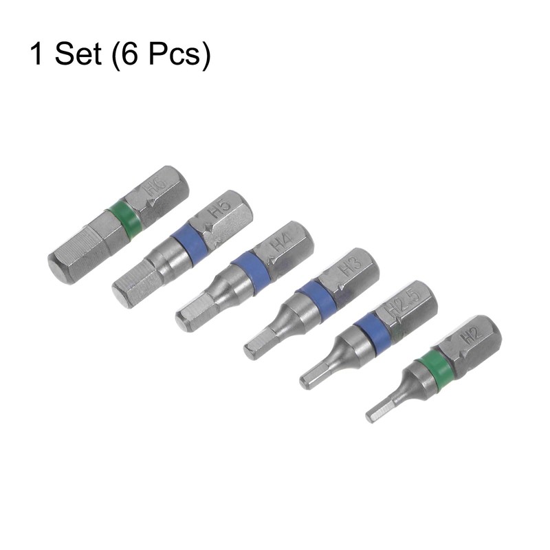 HARFINGTON 6pcs Hex Screwdriver Bit 2-6mm 1/4" Hex Shank 1"