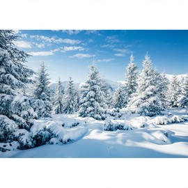 YongFoto 8x6ft Photography Backdrop Xmas Tree Rural Snow Covered Scene Merry Christmas Photo Background Backdrops Photography Photo shoot Party Adults Kids Wedding Personal Portrait Photo Studio Props