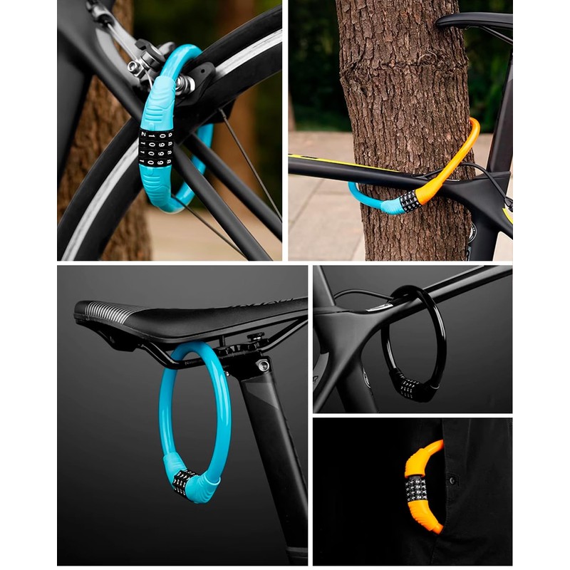 Bike Lock Resettable Combination Cable Lock for Bicycle, Scooter and