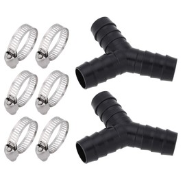 SG Store 2 Sets Drain Hose Y Piece Connectors 16 mm Dishwasher Pipe T Piece with Hose Clamp Stackable Washing Machine Combination 20 x 20 mm Black