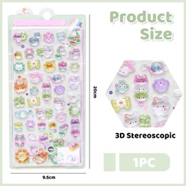 LunarCharm 3D Sticker Set with Cute Cartoon Cats, Mini Puffy Reusable Stickers for Scrapbooks Stickers for Children, Suitable as a Reward and Decoration