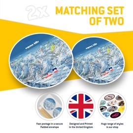 Vinyl Stickers (Set of 2) 10cm - Tignes Piste Map France Snowboarding Decals for Laptops,Tablets,Luggage,Scrap Booking,Fridges, 8435