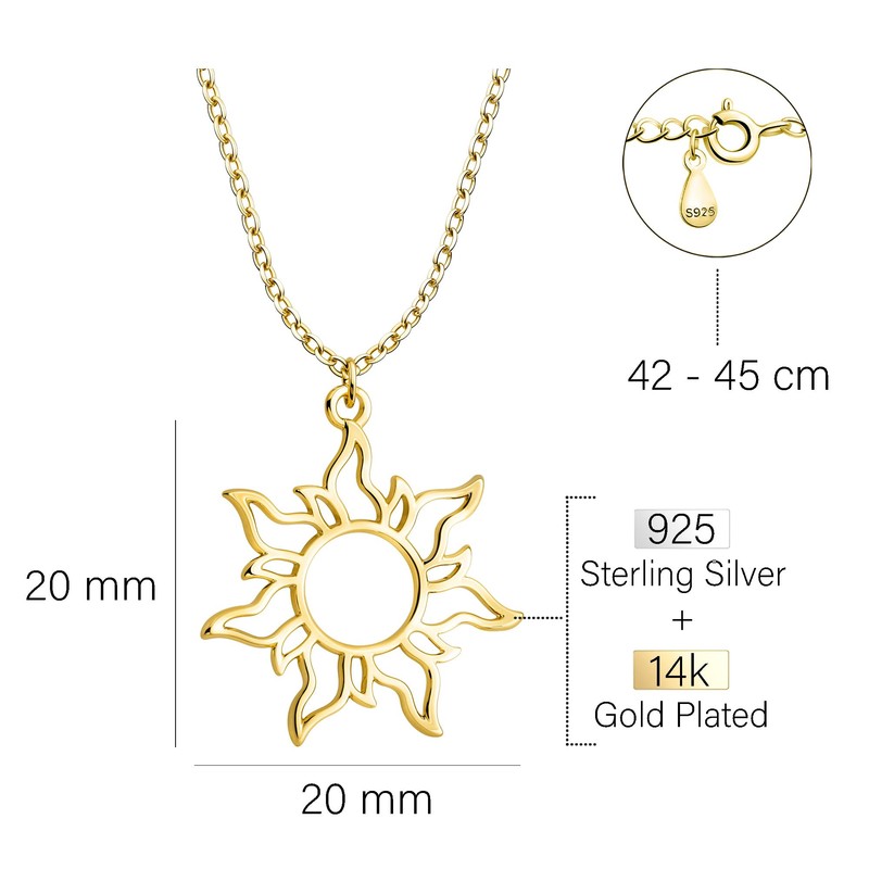 Sofia Milani - Women's Necklace 925 Silver - Sun Pendant,
