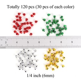 1/4 Inch Jingle Bells Christmas Bells Small Bell Mini, Tiny Crafts Bells, DIY for Home Making Ornaments Wreath Pet Decorations Bracelet Anklets Necklace Knitting Jewelry Making 120 Pcs, 4 Colors