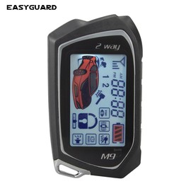 EASYGUARD EC207-M9 2 Way Car Alarm System with 1.73'' LCD Pager Display Push Start Button Remote Engine Timer Engine Start DC12V