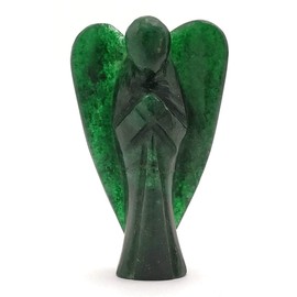 Green Aventurine (Dark) Crystal Guardian Angel Figurines Ornament for Healing Birthstone, Decoration Statue (Hand Carved Pocket Gemstone Angel) (1.5 inch)