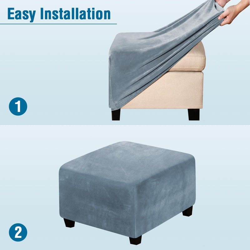 H.VERSAILTEX Square Ottoman Covers Ottoman Slipcover Square Footstool Protector Covers