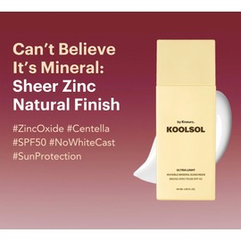 Koolsol by Knours Ultra-Light Invisible Mineral Sunscreen Broad Spectrum SPF 50, Moisturizing for All Skin Types, 50ml/1.69 fl. oz.