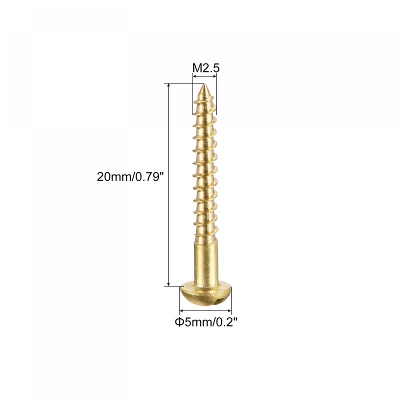 sourcing map Wood Screws M2.5 x 20 mm Slotted Round