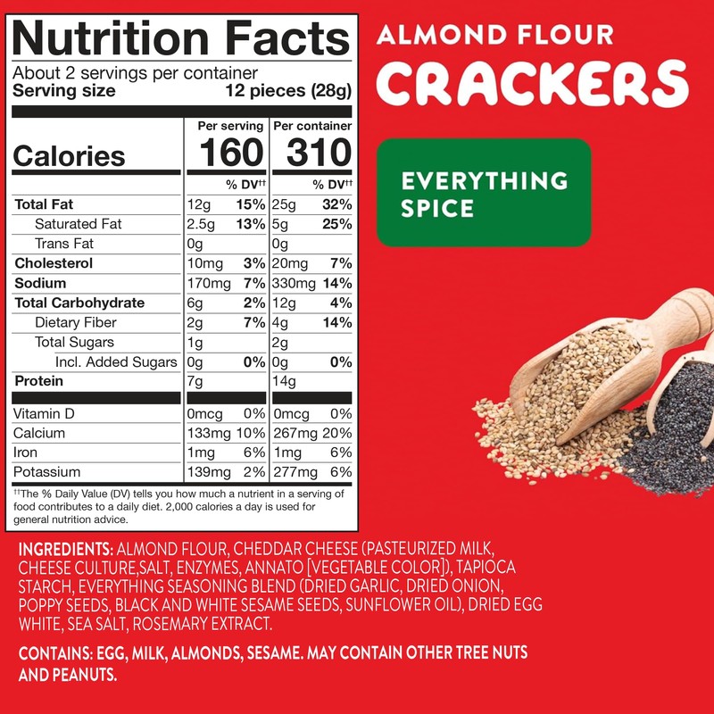 HighKey Low Carb Everything Crackers - Keto Cheese Crackers, 2.0oz