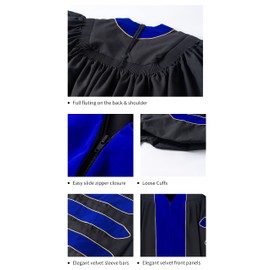 UIALECG Unisex Deluxe Doctoral Graduation Gown, Doctoral Hood and Doctoral Tam 8 Sided Package