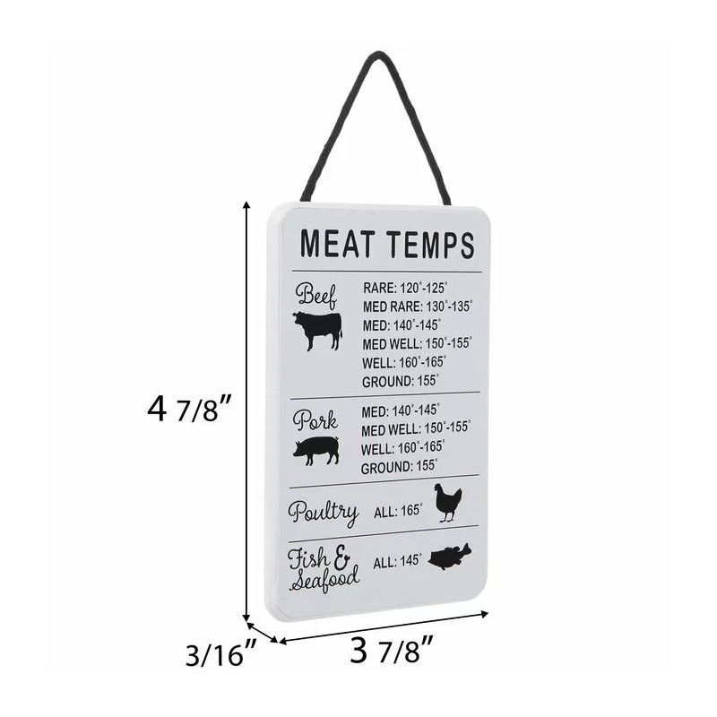 Decor Meat Temps Wood Wall Decor - 4-7/8" x 3-7/8"