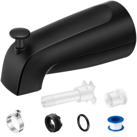 Enhon Tub Spout, Universal Fits 1/2'' Copper Pipe, 1/2'' IPS and 3/4'' IPS, Bathroom Bathtub Tub Faucet Replacement with Adapters(with Diverter,Matte Black)