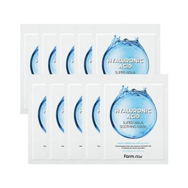 Farmstay 팜스테이 히아루론산 슈퍼 아쿠아 수딩 마스크팩 10매 Farm Stay Hyaluronic Acid Super Aqua Soothing Mask Pack 10 Sheets