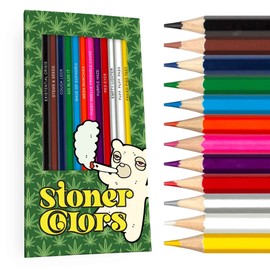 Stoner Colors Colored Pencil Set for Adult Stoner Fans, Set of 12 Stoner-Inspired Pencils, Each Color Pencil is Foil-Stamped with Clever References, Great for Weed Fans