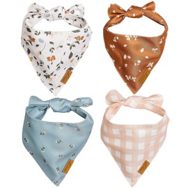 Remy+Roo Bandanas para perro – Paquete de 4 | Emily Set | Tela duradera de alta calidad | Forma única | Ajuste ajustable | Múltiples tamaños ofrecidos (XL)