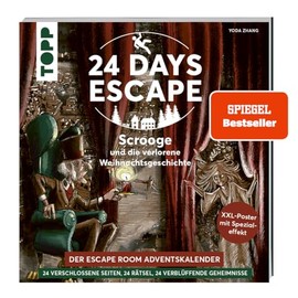 24 DAYS ESCAPE – Der Escape Room Adventskalender: Scrooge und die verlorene Weihnachtsgeschichte.: 24 verschlossene Rätselseiten und XXL-Poster mit Spezialeffekt.
